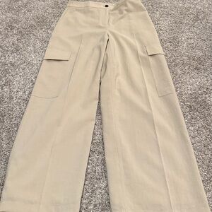 Theory Beige Wide-Leg Cargo Pants